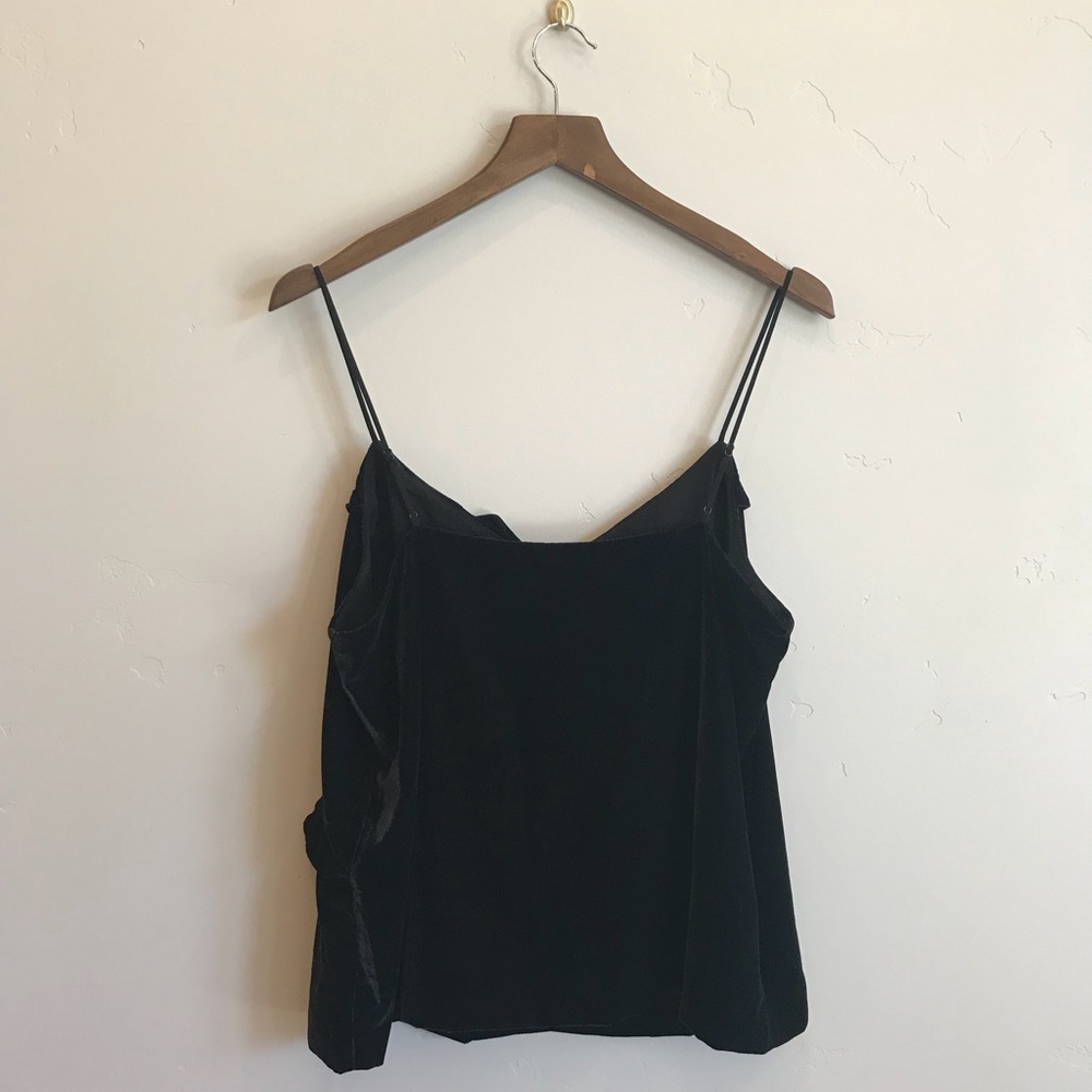 J.CREW Black Velvet Going Out Ruffle Cross Spaghetti Strap Blouse - Picture 5 of 6